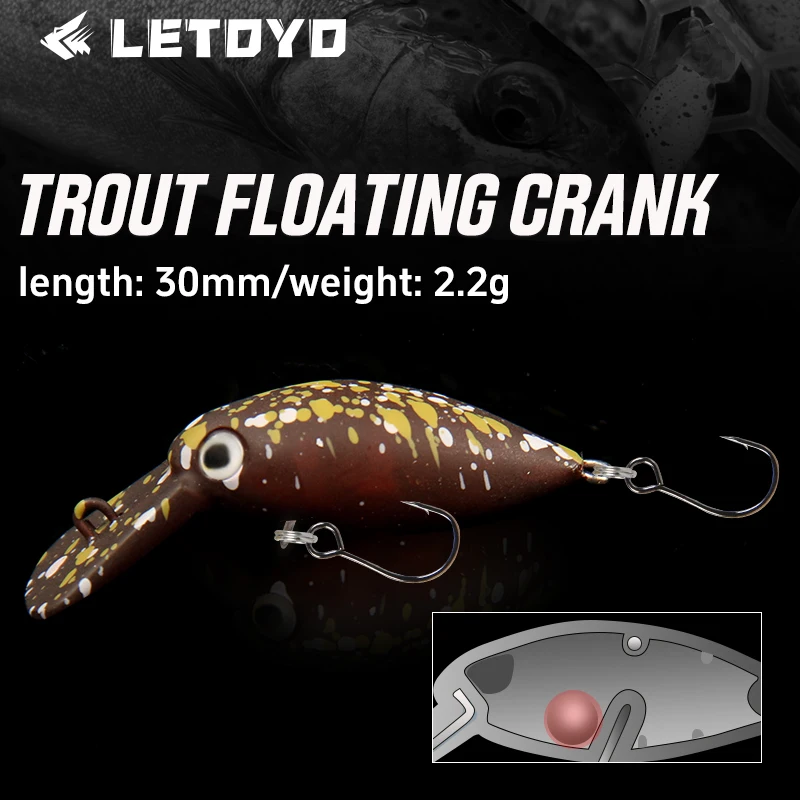LETOYO 2,2g/30mm Forelle Schwimmende Crankbait Mini Stream Harten Köder Künstliche Köder Wobbler Barsch Köder Wobbler Forelle angeln Köder