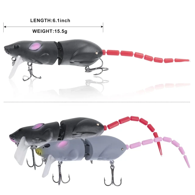 Goture 15.5g Mice Rat Fishing Lures Topwater 3D Mouse Lures Baits  Artificial Rat Swimbaits Bass
