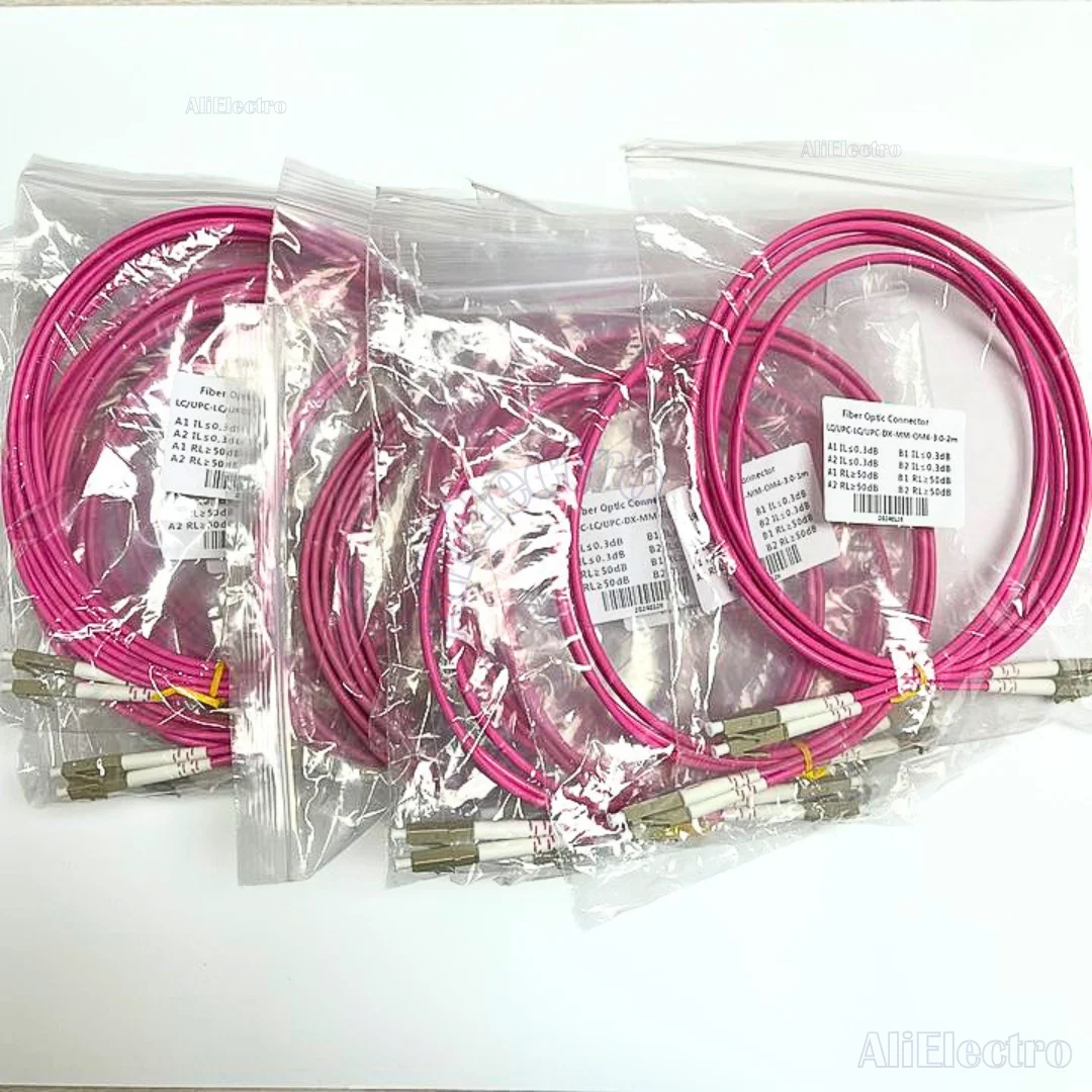 Best 5pcs/lot Fiber Optical Jumper Patch Cord LC-LC OM4 Multi-Mode Fiber Cable 3.0mm Multimode Duplex LC-UPC 1M/2M/3M/5M Factory
