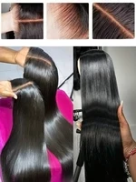 Perruques Lace Front en Cheveux Humains Lisses, Densité 200%, 28 Pouces, 13x4, Sans Colle, Prêtes à Porter, Pré-Pluckées et Pré-Coupées, pour Femmes Noires 2