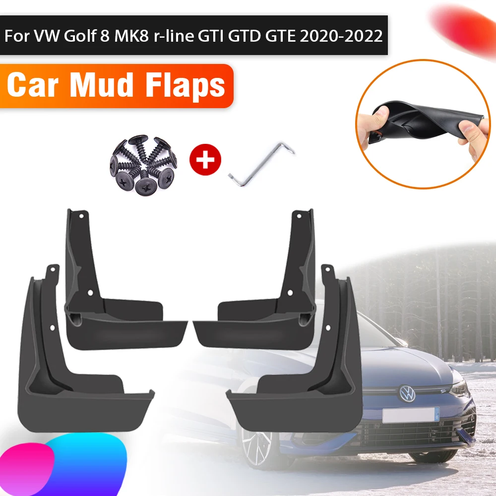 4x Car Mudguards For Volkswagen Vw Golf 8 Rline Mk8 Gti Gtd Gte Hatch