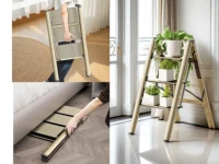 Échelle pliante légère en aluminium, échelle à structure triangulaire stable avec capacité de charge de 150 kg, design avec pédales antidérapantes et pieds en caoutchouc, échelle domestique en profilé d'aluminium épaissi, pliable ultra-mince pour gagner de la place, facile à ranger derrière la porte, le canapé ou le placard. 2