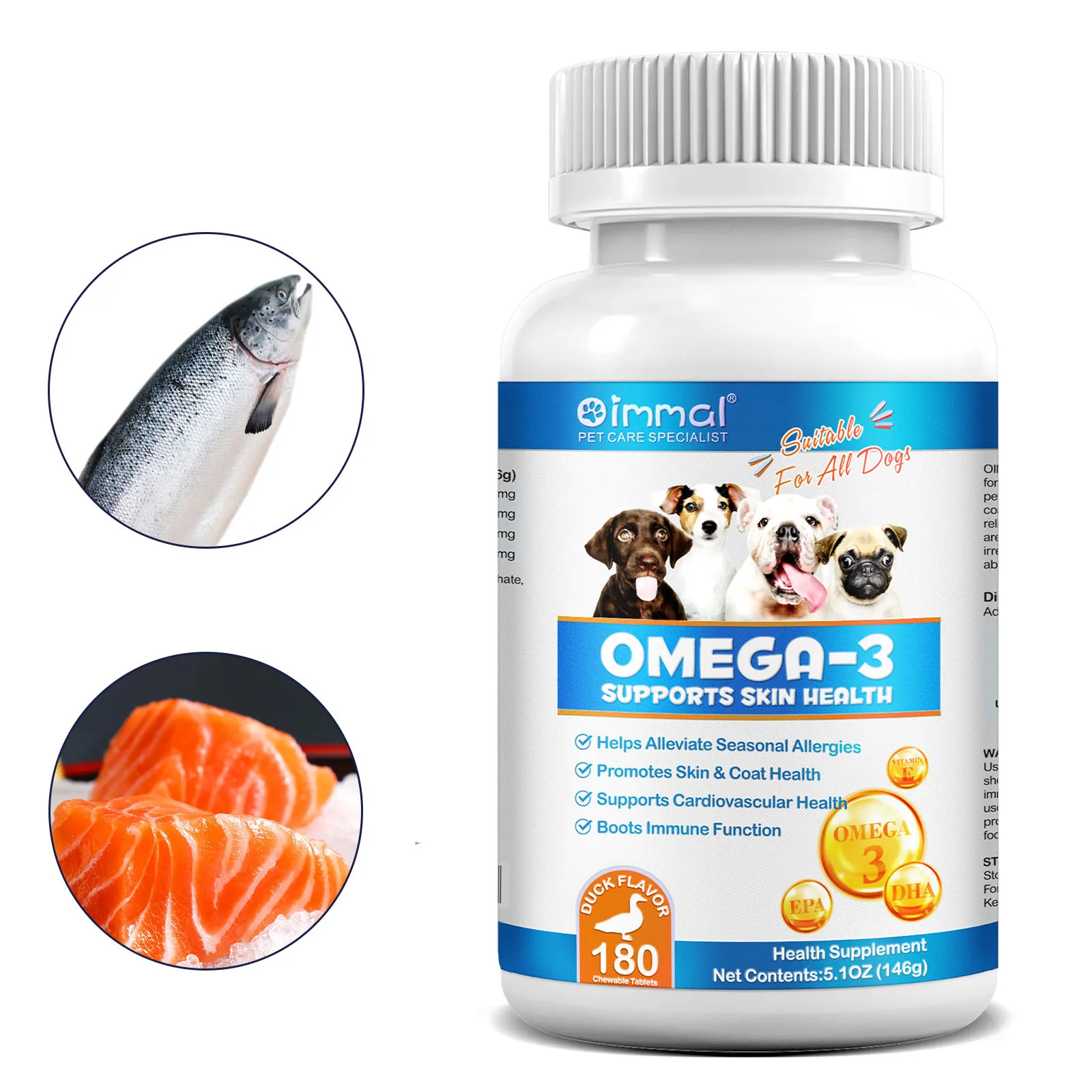 Pet Nutrition Supplement OMEGA-3 Suit for Dogs Cats Alleviate Seasonal Allergies Promote Skin & Coat Health Boost Immune Function
