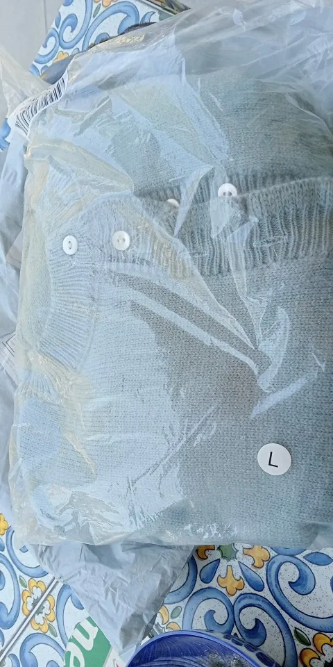 Women's Ruffled Knit Cardigan with Front Buttons photo review