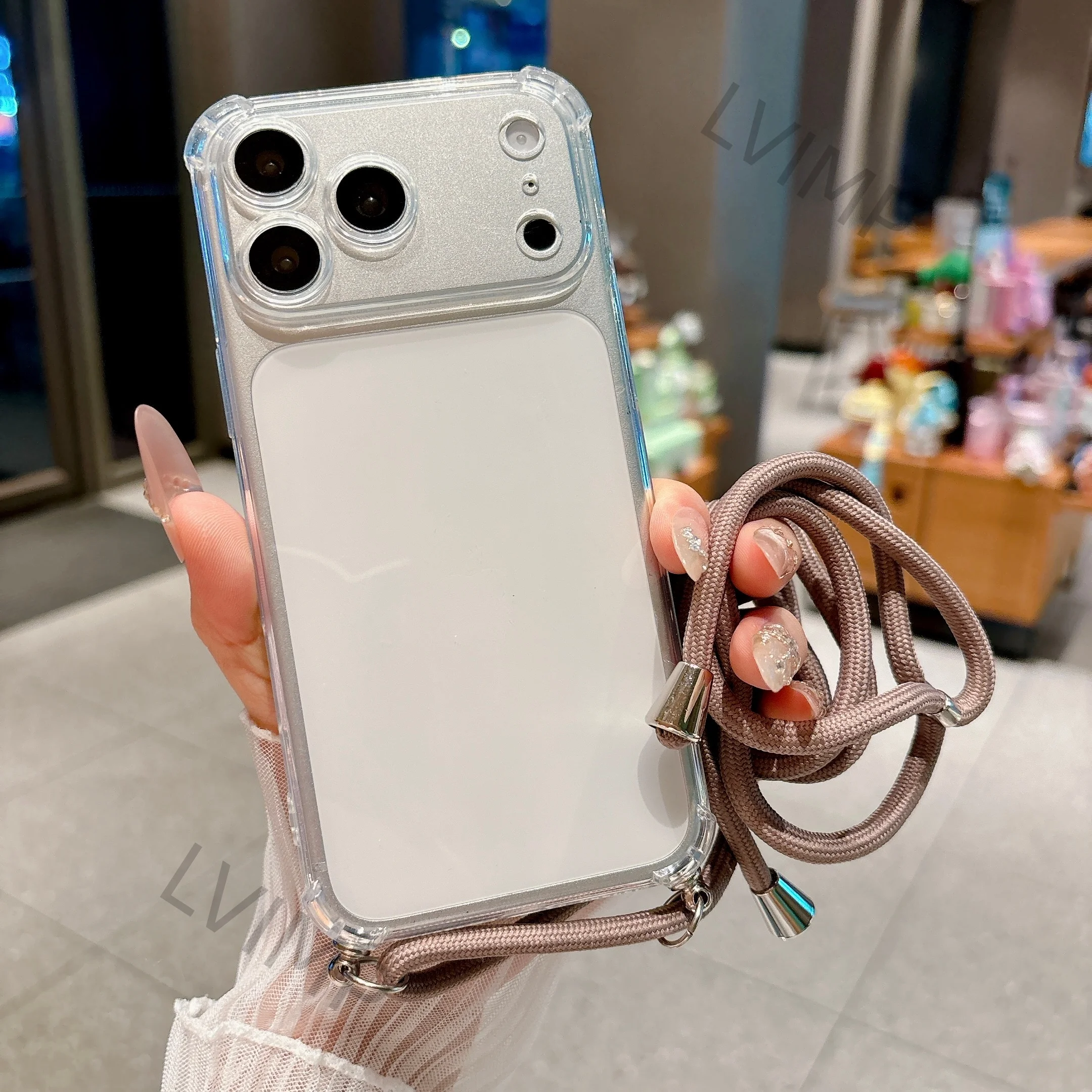 Ultra-Durable Transparent Anti-Drop Phone Case with Portable Lanyard