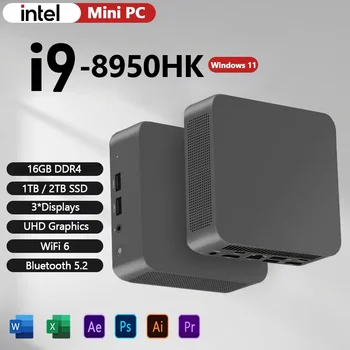 Mini PC da gioco Desktop Windows 11 Pro Intel Core i9 8950HK Mini PC 16GB DDR4 1TB SSD PC Gamer Computer Dual WIFI 6 BT5.2 4K HD 1