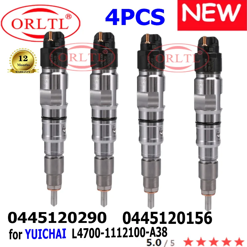 

4PCS New 0445120290 Genuine Fuel Injector 0445120156 L4700-1112100-A38 FOR BOSCH CRI YUICHAI A60001112100A38 00986AD1038