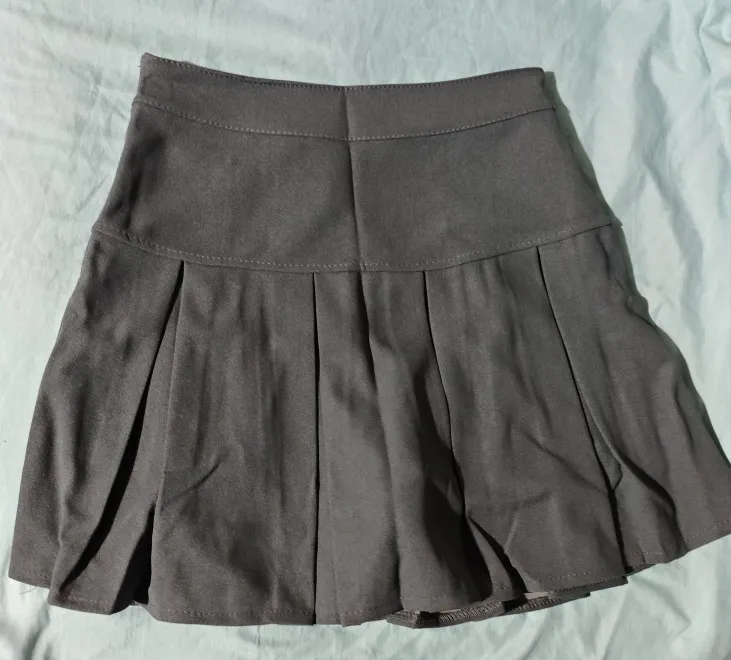 Gray A-Line Pleated Mini Skirt - Korean Y2 K Vintage Style photo review