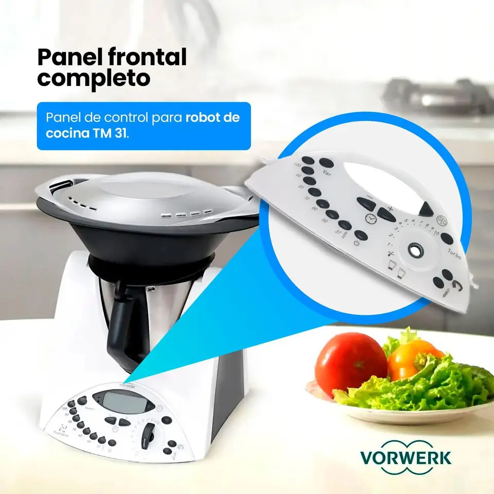Vhbw Pannello Di Controllo Di Ricambio Per Vorwerk Bimby TM31 - Copertura Anteriore Con Pulsanti In Gomma, Nero/Bianco/Grigio