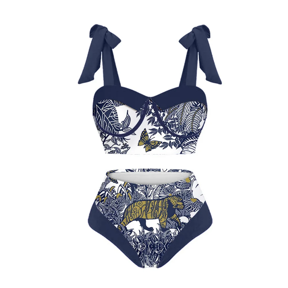 FemaleRetroPatchworkPrintChicOnePieceSwimsuitHolidayBeach