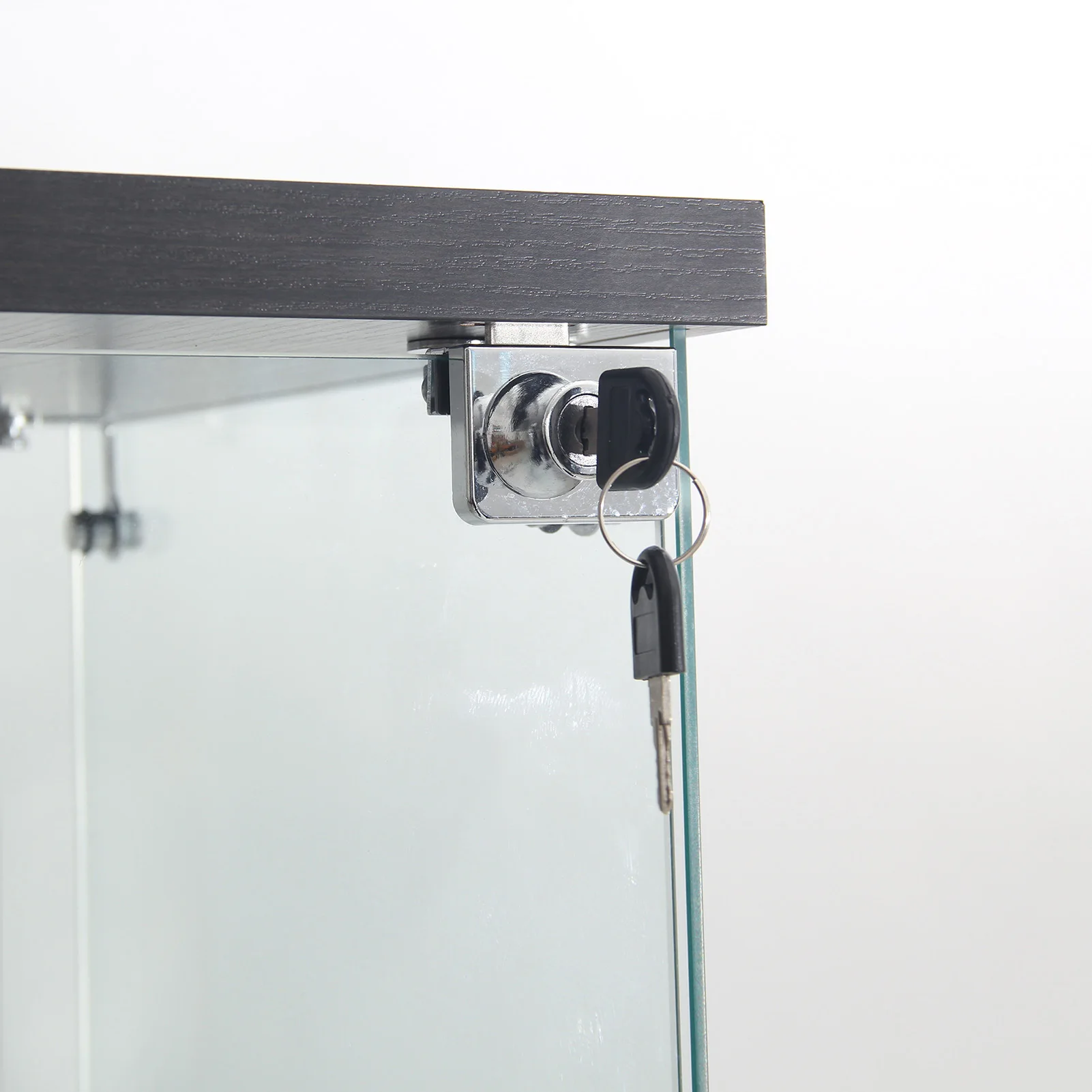 Superaly Moderner Freistehender Vitrinenschrank, 3 Etagen aus Sicherheitsglas mit Einzeltür, für Büro und Wohnzimmer, Schwarz – Detail 10