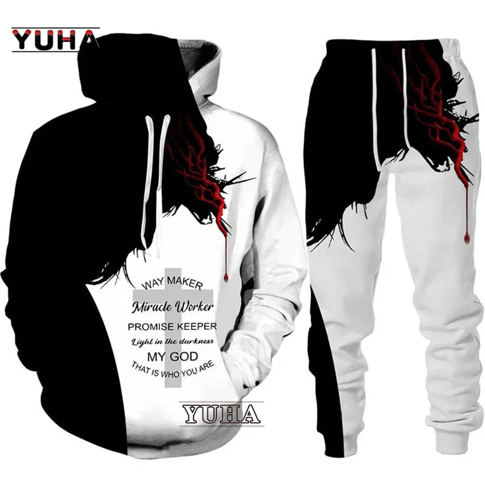 Cool Tiger 3D Animal Print Hoodie+Pants Suit Long Sleeve Pullover Men's Sportswear Tracksuit Couple Outfit Two Piece Jogging Set 3