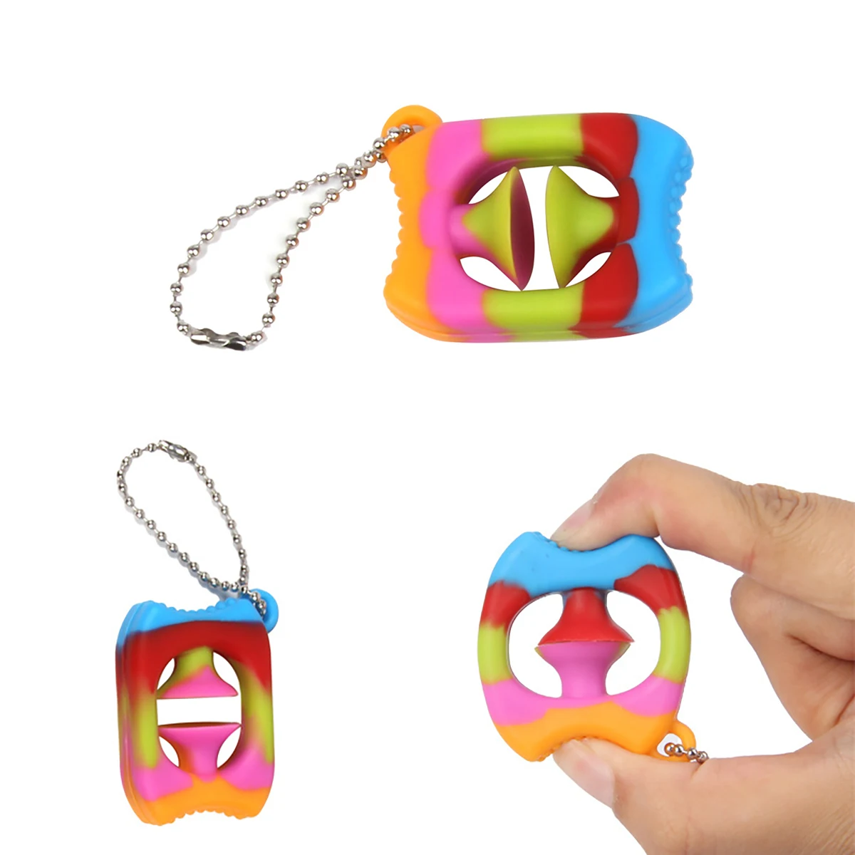 Fidget Sensor Toys Pop Mini Silicone Keychain Adults Stress Relief Sensor Toy Color pressed silicone finger suction cups