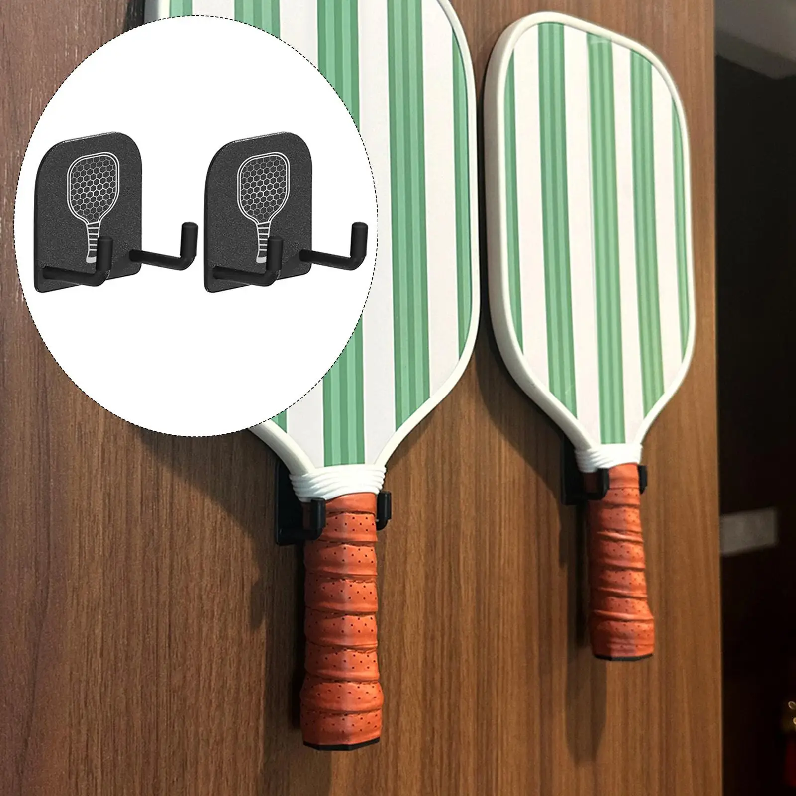 2Pcs Pickleball Paddle Rack Holds Badminton for Garage Workouts Tennis Court Fence Hooks Clip Fence and Wall Pickleball Paddle