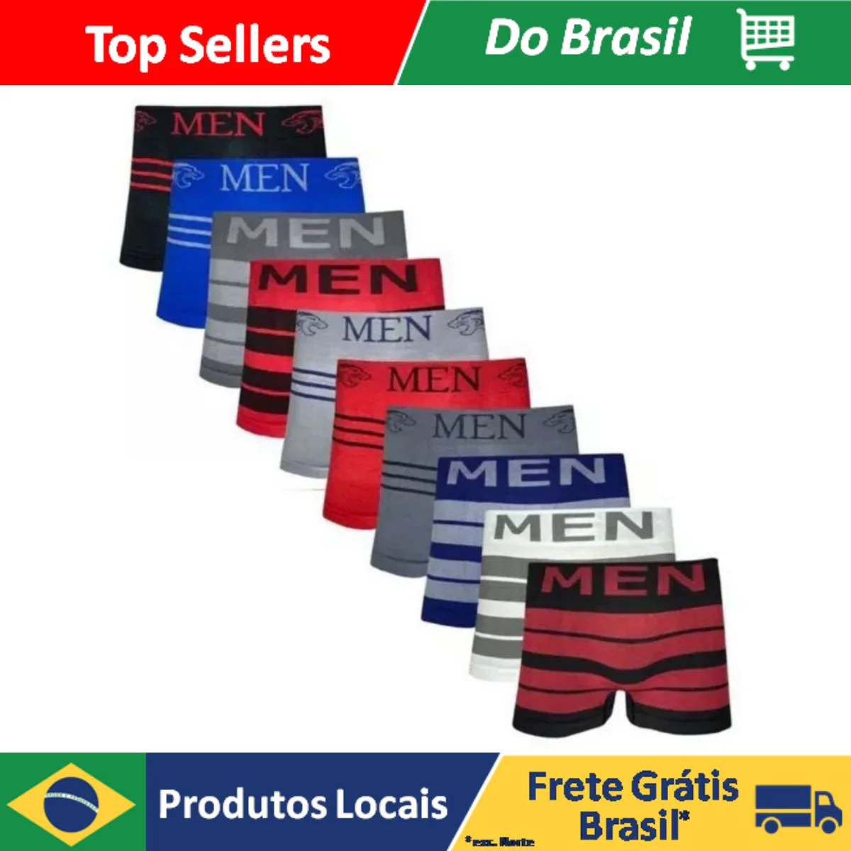 Cueca Boxer ToBeInStyle - Pacote Com 6 Unidades Sem Costura, Super Confortável