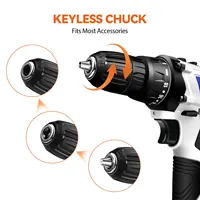 Kit de tournevis sans fil avec batterie, kit d'outils de tournevis électrique 2 en 1 45 N.m, double vitesse 1400 tr/min 5