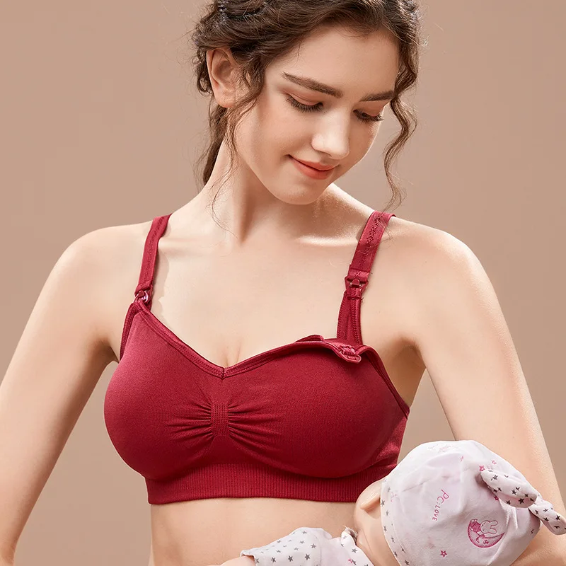 Wirefree Maternity Bras Breathable Nursing Bra Pregnant Women Underwear Anti-Sag Push Up Front Button Breastfeeding Bra No Trace