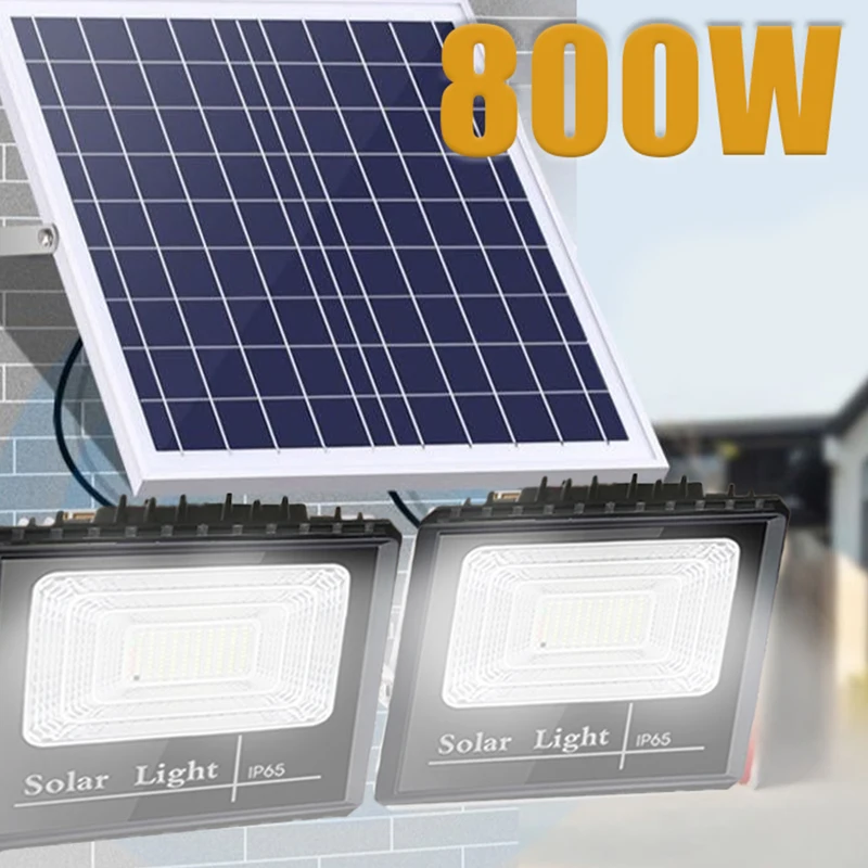 New 800W Solar Spotlight High Power Waterproof Aluminum Solar Panel Remote Control One Drive Two LED Courtyard Floodlight презентер logitech spotlight presentation remote серебристый