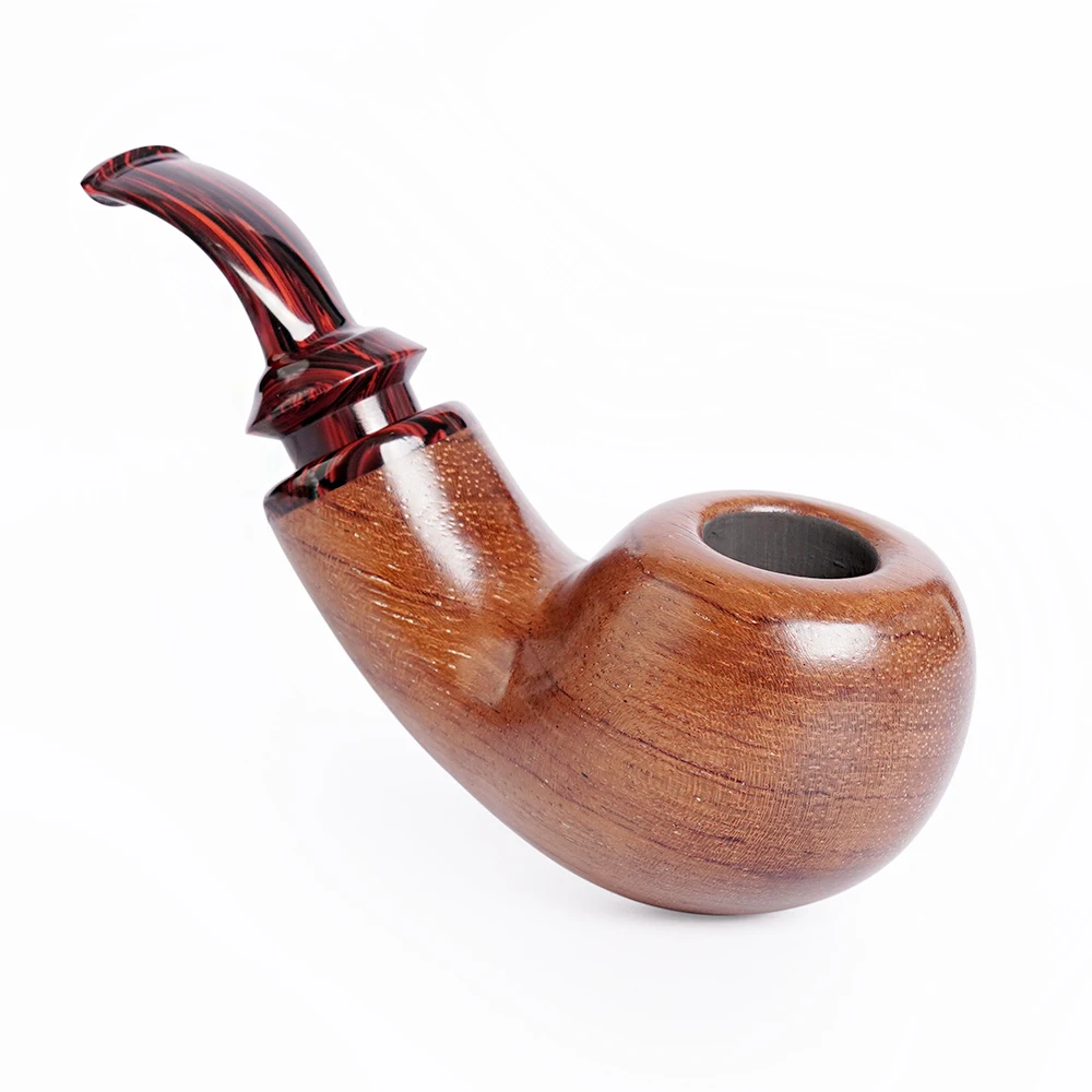 

MUXIANG Apple Large Chamber Pipe Colorful Curved Handle Warm Snuff Pipe Father' Gift Military Insert Pipe Handle Sandalwood Pipe