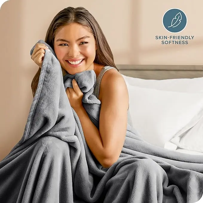 Fleece Blanket - King Size, Grey Color, Lightweight and Ultra Soft, Perfect for Bed, Sofa, Camping, or Travel, Durable and Warm, 2
