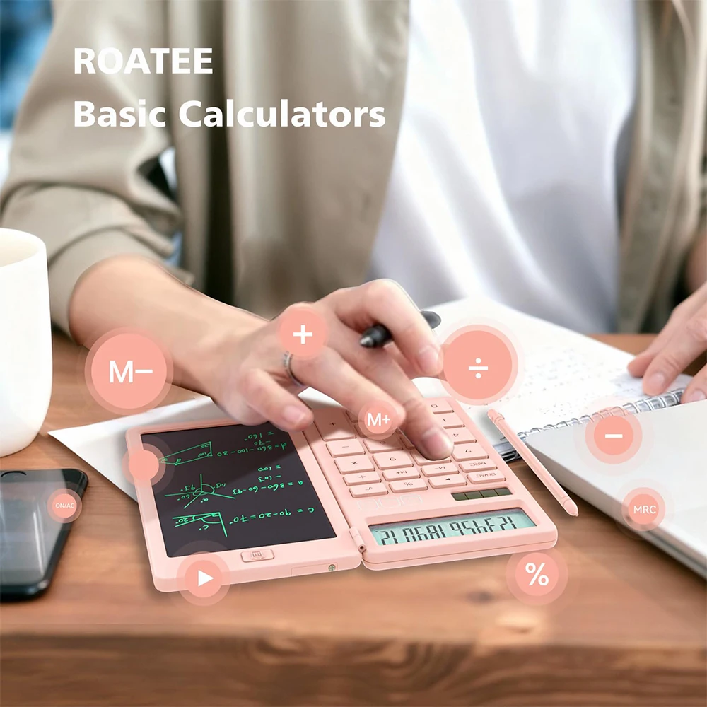지울 수 있는 LCD 메모장이 있는 책상용 계산기 기본 계산기 중학교용 학용품 귀여운 포켓 사무용품