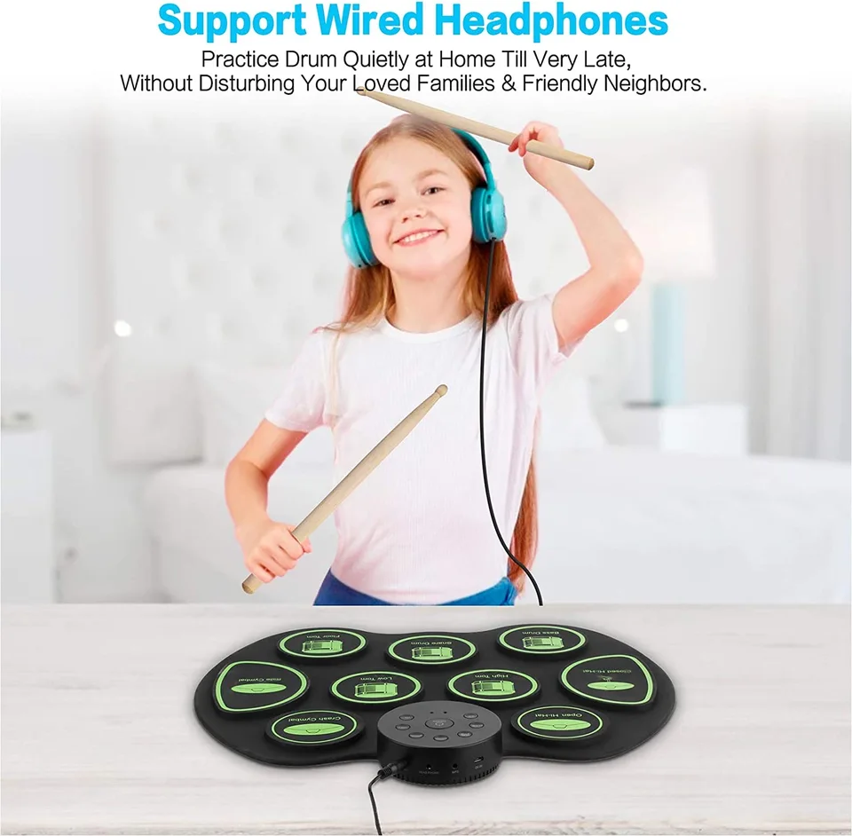 Batterie électronique, Portable électronique Roll Up Tambour, Tambour Pliante Portative Avec Pédales Et Baguettes Pour Enfants - Instruments De Musique