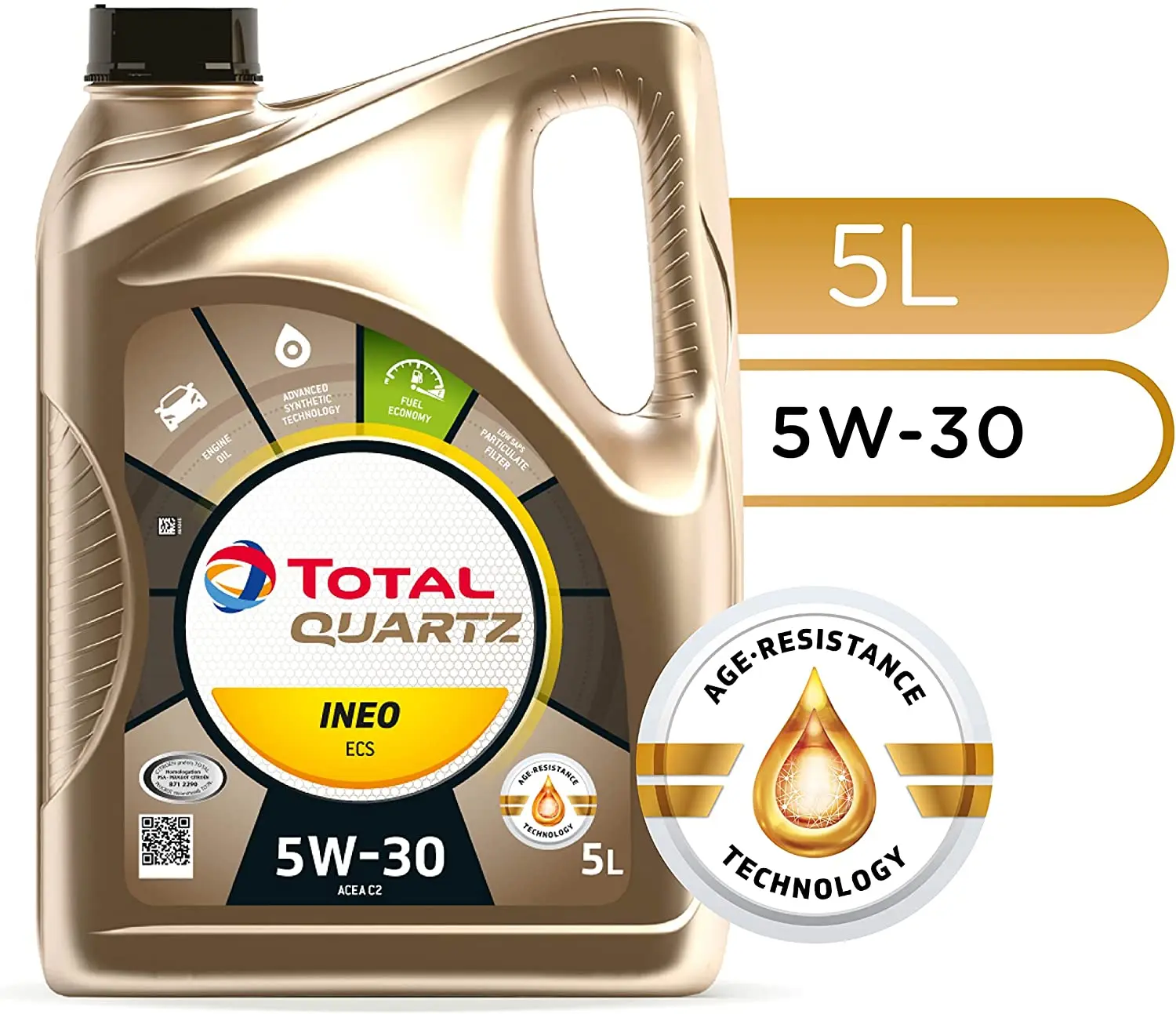 Lube TOTAL QUARTZ INEO ECS 5W30 5L synthetic engine oil particle  