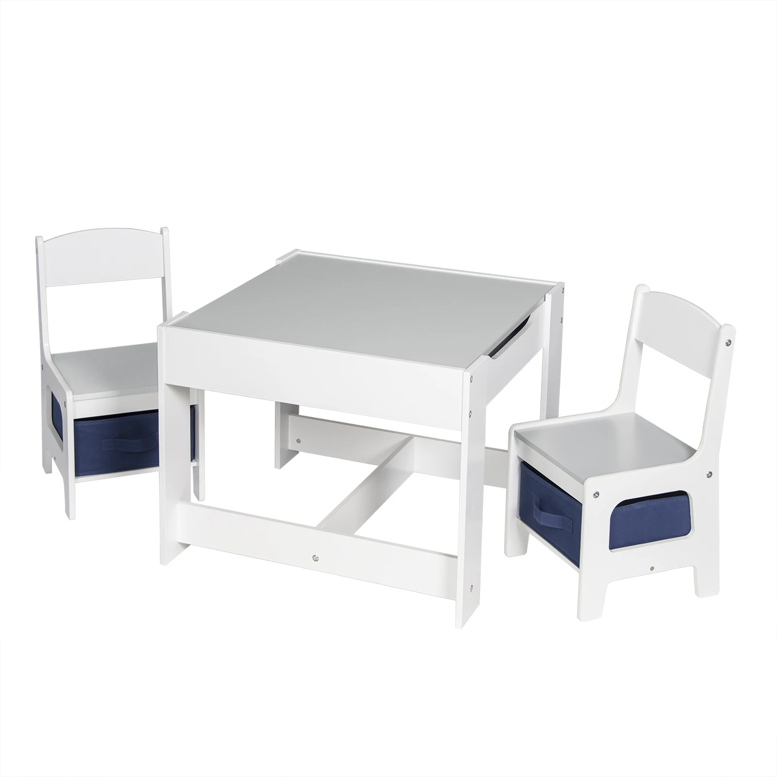 3 en 1 Ensemble Table de Bloc,Table d'Artisanat,Table Ronde de Jeu