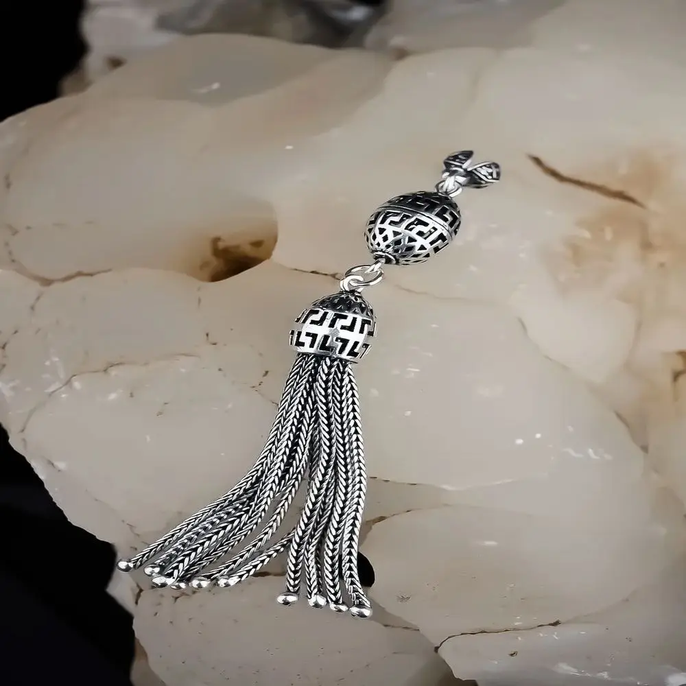 

Серебряный 925 карат Серебряный флаг четки кисточка❤️Волшебства мира, фантазия, сжимаемая фантазия, Сжимаемый камень, Розарий, имам, кисточка