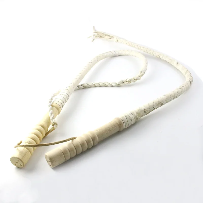 Leather Dog Protection Training Whip with Wood Handle，Professional Agitation Whip Pet Exercise Tool