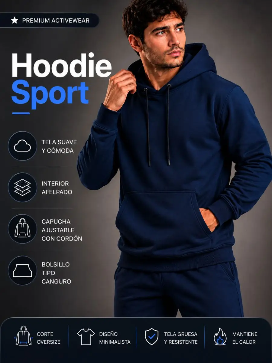 Sudadera Basica Ultra Comfort Con Capucha Y Canguro De Moda