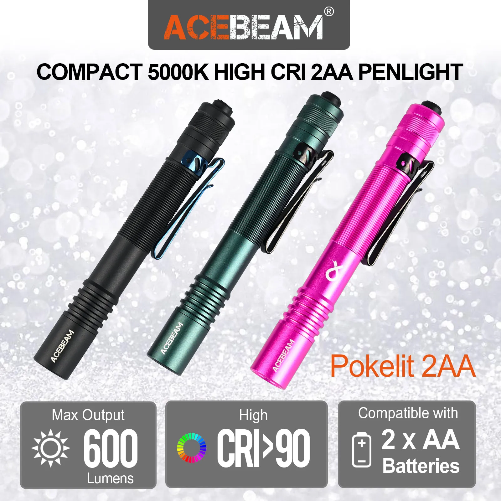 ACEBEAMPokelit2AA600HighLumensLEDFlashlight519ALEDPortable