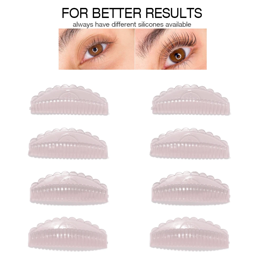 8 Stück/4 Größen selbstklebende Wimpernlift-Pads, Wimperndauerwelle, Stangen ohne Kleber, wiederverwendbare weiche J&L&B&D-Locken, Make-up-Schönheitswerkzeug – Detail 5