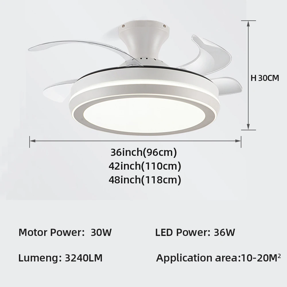 IRALAN  Household Electric ceiling led light fan silent invisible blade Lamps for room living room dining room study kitchen 6