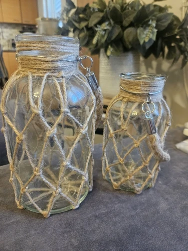 Hand Woven Hemp Rope Glass Vase Dry Flower Decor Art Glass Vase Nordic Living Room Table Decoration Bedroom Boho Home Decoration photo review