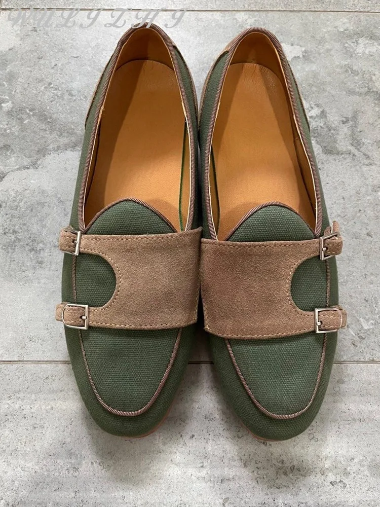 Mixed Colors Luxury Men's Loafers Casual Handmade Double Belt Buckle Design Classic Formal Shoes Comfortable Men Shoes