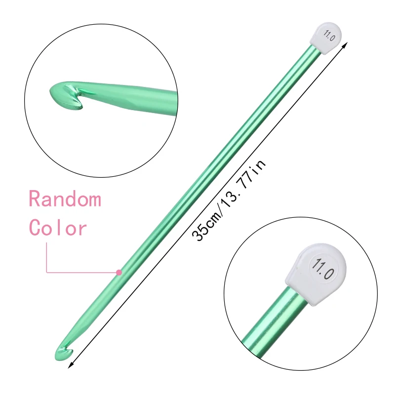 1/2Pcs 2.5mm-11mm Tunisian Afghan Crochet Hooks Multicolor Sweater Needle  Long Aluminum Weaving Tool for Knitting Scarf Sweater