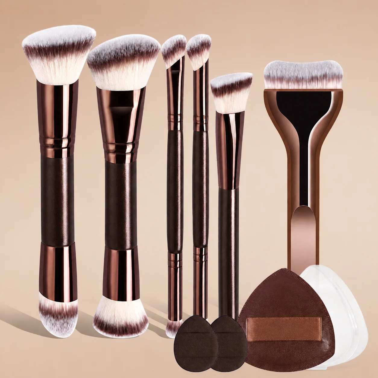 Luxurious 11-Piece Makeup Brush Set with Powder Puff – Essential Beauty Tools