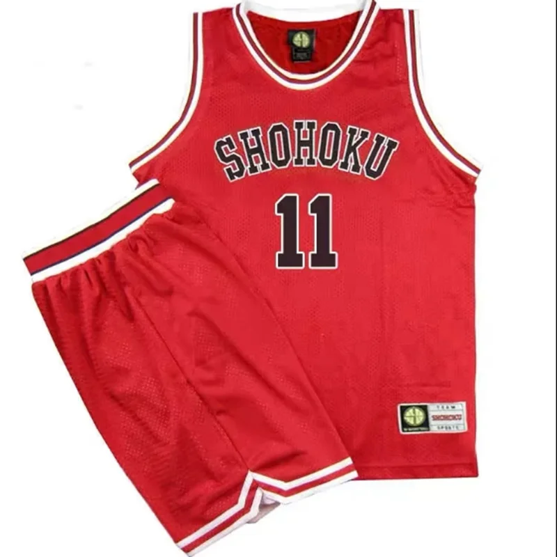 

Rukawa Anime Shohoku School Basketball Team Jersey Sets Slam Dunk Hanamichi Sakuragi Red Jersey Set Cosplay Costume Wear Uniform