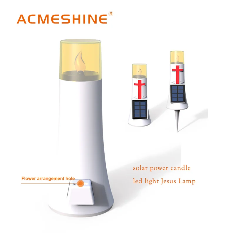 ACMESHINE Solar Candle Light Solar Memorial Light Waterproof Ip65 Jesus Lamp Heaven Flame Yellow Light Solar Lights Outdoor