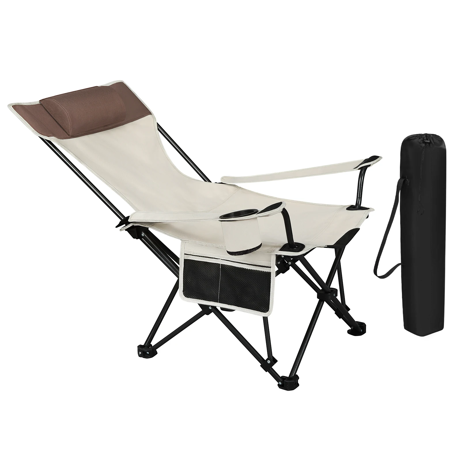 Chaise De Camping Pliable Portable - Support 130 Kg - Tissu Oxford 600D - Poche Latérale - Randonnée Pique-nique