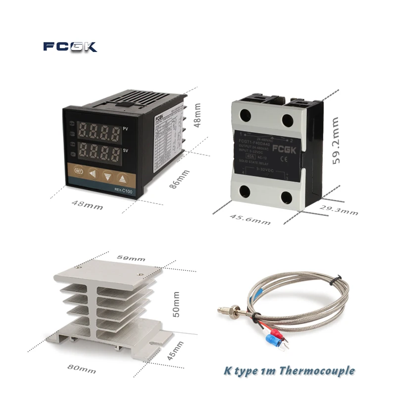 REX-C100 PID Temperature Controller + 40A SSR + K Thermocouple Set With Heat Sink - 220V Digital Control For Heating - View #10