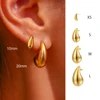 10-31mm Stainless Steel Vintage Chunky Water Drop Earrings For Women Gold Plated Thick Earring Statement Wedding Jewelry Gifts 1