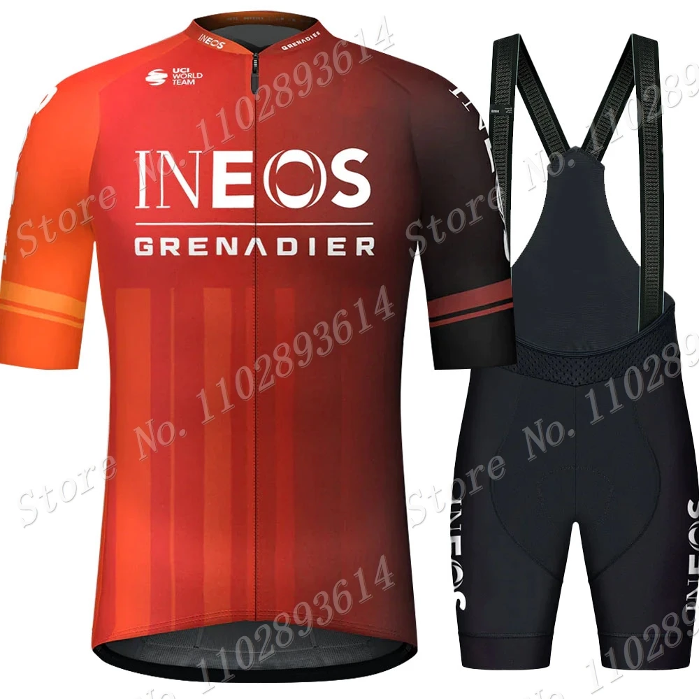 Orange Ineos Grenadier 2024 Maglia Da Ciclismo Team Set Abbigliamento Manica Corta Camicie Da Bici Da Strada Tuta Da Bicicletta Top Shorts Maillot Rop