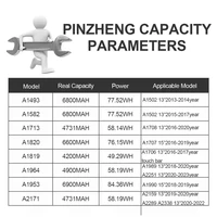 PINZHENG batterie d'ordinateur portable pour Macbook Pro 13 ''A1502 A1706 A1989 A2251 A2159 A2289 A2338 A2251 15'' A1707 A1582 A1493 A1820 A1819 2