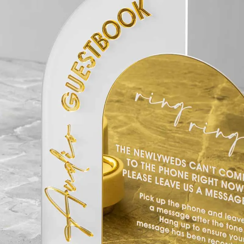 Audio Guestbook Sign Wedding Guestbook Sign Telephone Guest Book Wedding Reception Signage Gold Mirror