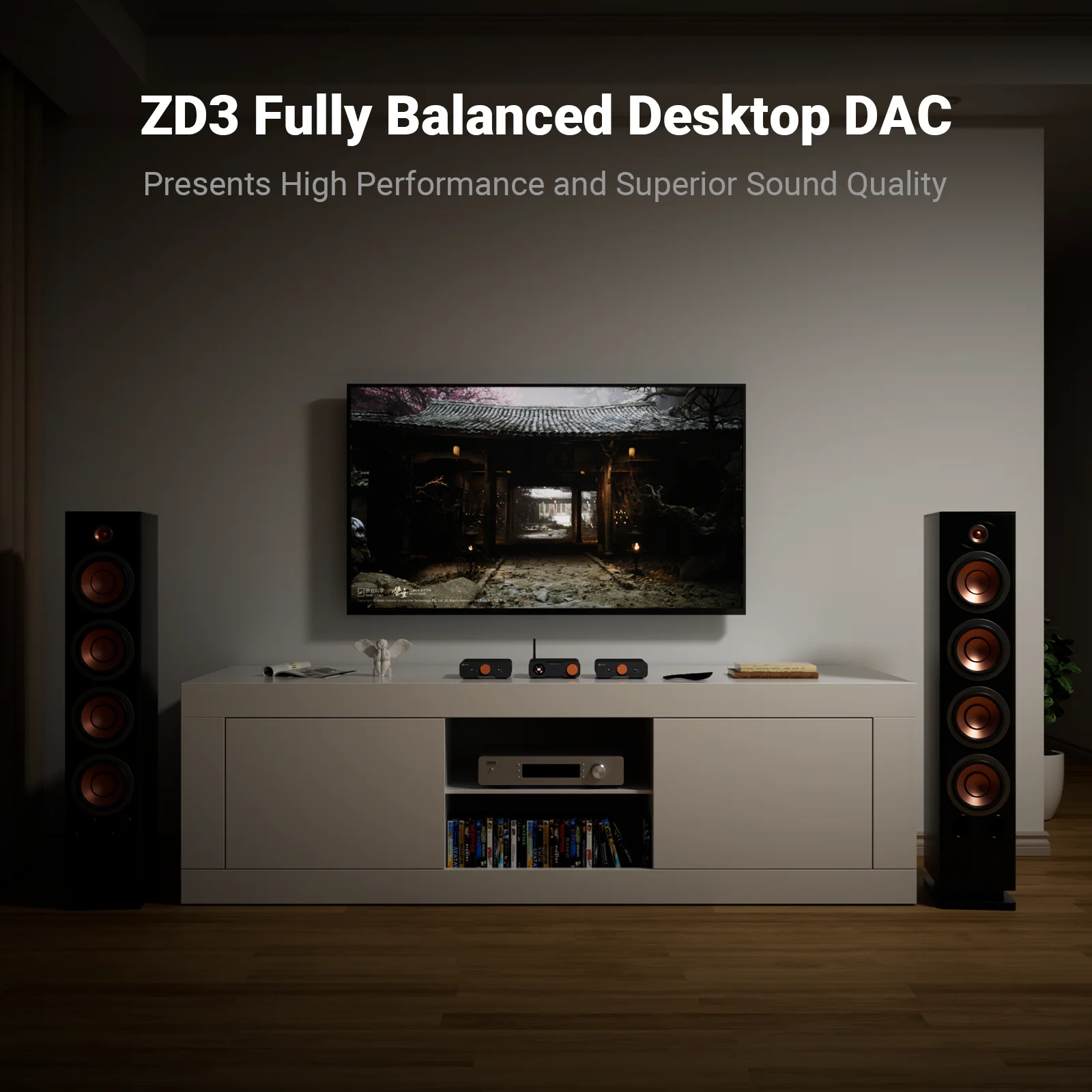 Fosi Audio ZD3 Bluetooth USB Desktop DAC ARC Input, ES9039Q2M Fully Balanced Digital Decoder for Stereo Amplifier with Remote 4