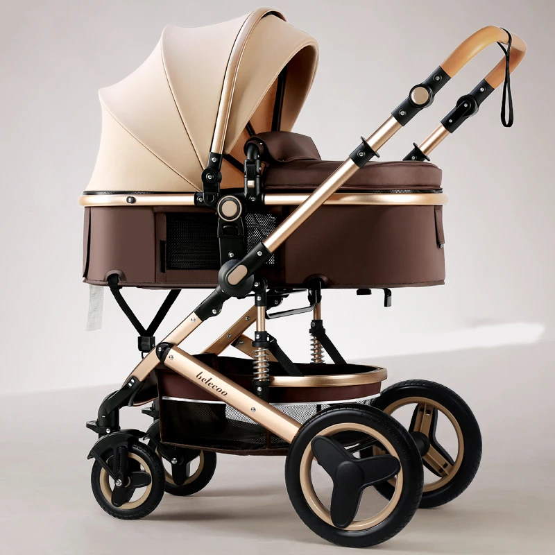 High Landscape Baby Stroller 2 in 1 Portable Baby Pram Can Sit Can Lie Newborn Pushchair