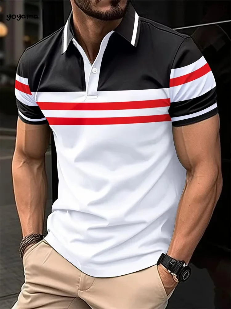 Men's Fashion Short Sleeve Polo Shirt Casual Striped Shirt Turtleneck Shirt Breathable Top Daily Casual Sports Men's Clothing 16 A30dff4354d62487c89e020e0e18c0dbf3
