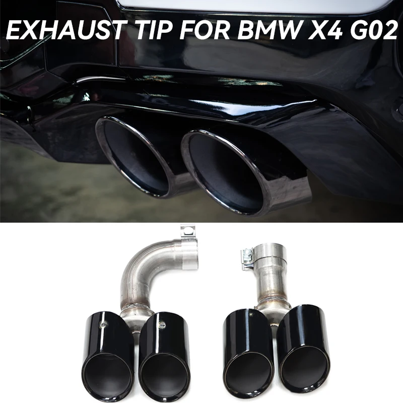 

1 Pair Quad Car Exhaust Tip For BMW X4 30i G02 2018-2021 Upgrade X4M Style Bumper Muffler Tip Exhaust System Nozzle Exhaust Pipe